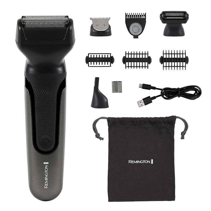 Remington ONE Barbeador Elétrico Multifuncional para Rosto e Corpo com Tela, 4 Acessórios e Pentes Ajustáveis