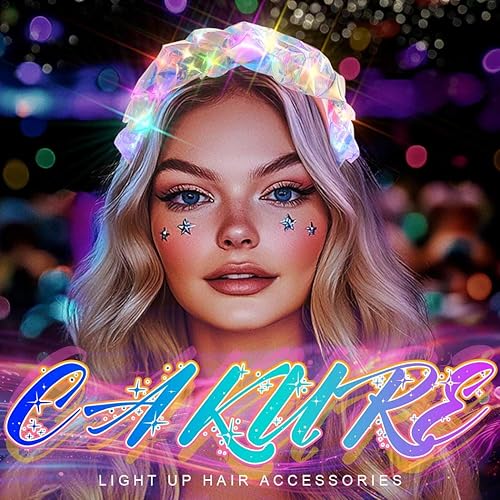 Miniatura 7 de CAKURE Diadema iluminada banda luminosa para el cabello diadema luminosa aro láser para discoteca fiesta disfraz decoración para el cabello