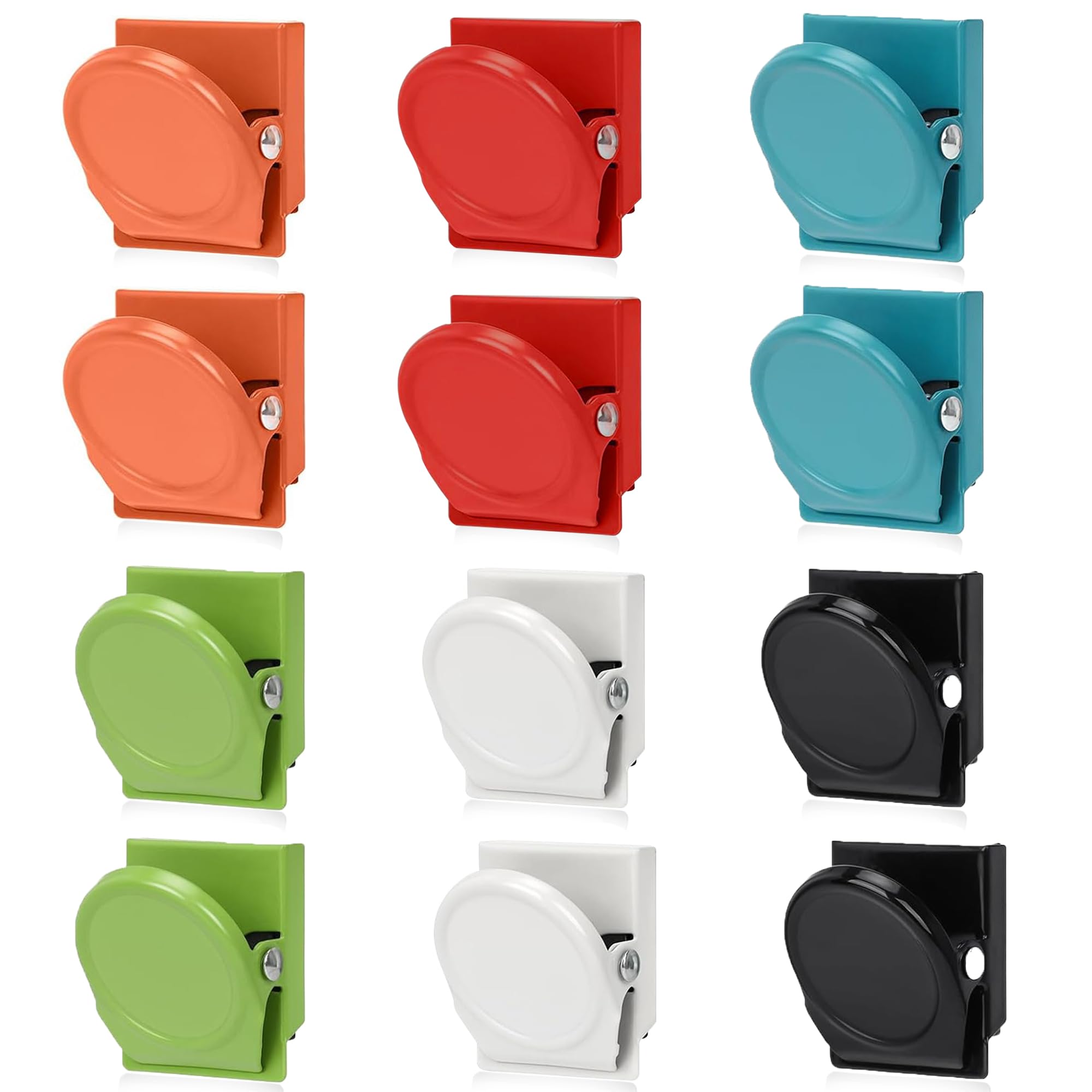 YSDMY Magnetic Clips 12 Pcs Fridge Magnets 6 Color Strong Whiteboard Magnets Magnetic Metal Clips for Magnetic Board, Office, Kitchen Board, Blackboard