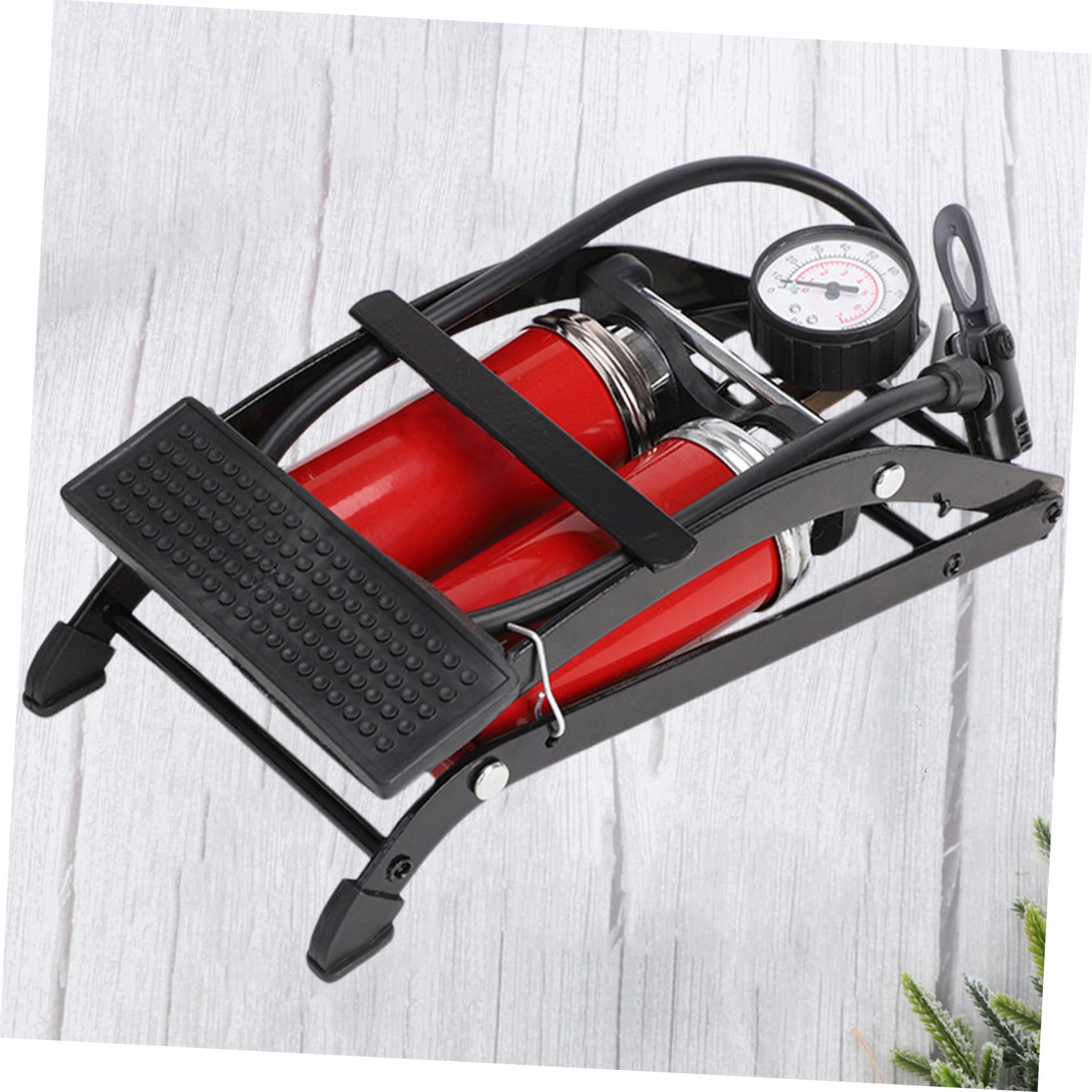 Gatuida Hochdruck Fußpumpe Fahrradluftpumpe Doppelzylinder Pedal Luftpumpe aus Metall Tragbar für Motorräder Bälle Outdoor Aufblasbar Zufällige Farbe