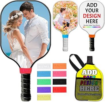 Custom Pickleball Paddles Personalized Pickleballs Paddles with Comfort Grip Customized Photo Text Logo Paddles Gifts for Beginners - Double Sided Print