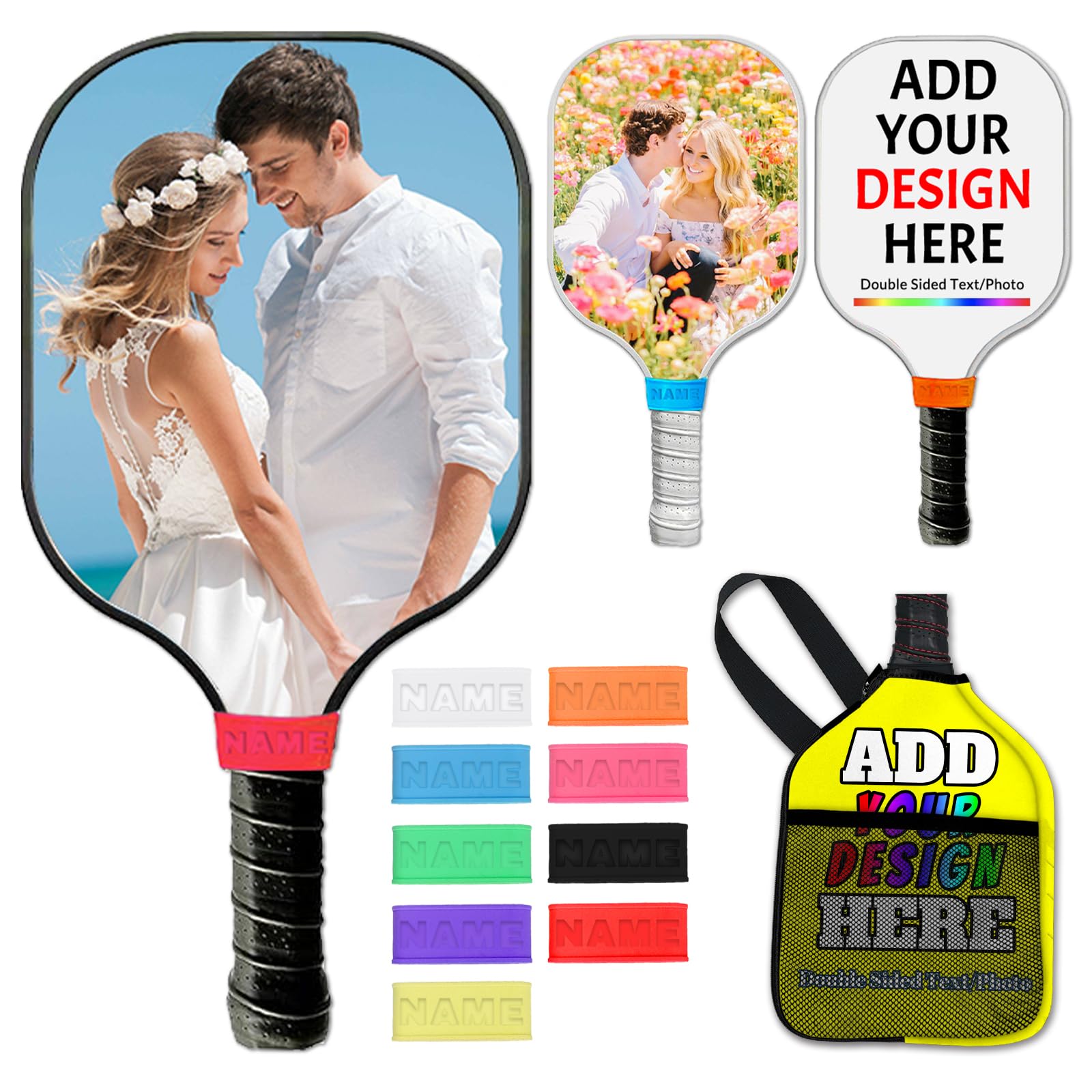 Custom Pickleball Paddles Personalized Pickleballs Paddles with Comfort Grip Customized Photo Text Logo Paddles Gifts for Beginners - Double Sided Print