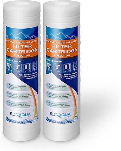 Ronaqua - Cartucho de filtro de agua de sedimentos ranurados de 10 x 2.5 pulgadas, cuatro capas de filtración, elimina arena, suciedad, limo, óxido,
