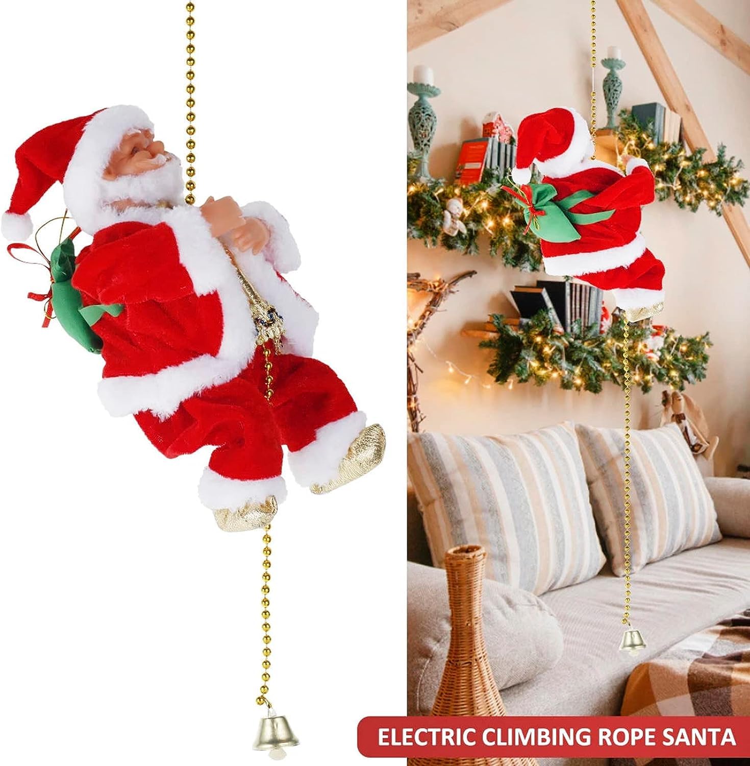 Amazon.com: Santa Climbing Rope Electric Climbing Santa Claus on