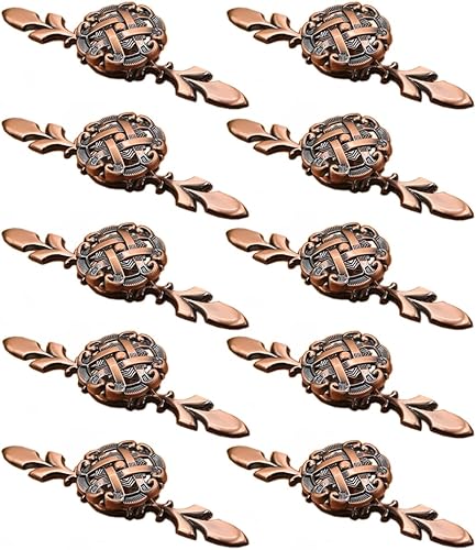 Miniatura 6 de Tiradores de cajones antiguos de forma redonda para armario, cajón, puerta, cocina, paquete de 10 unidades (latón antiguo, 4.646 in)