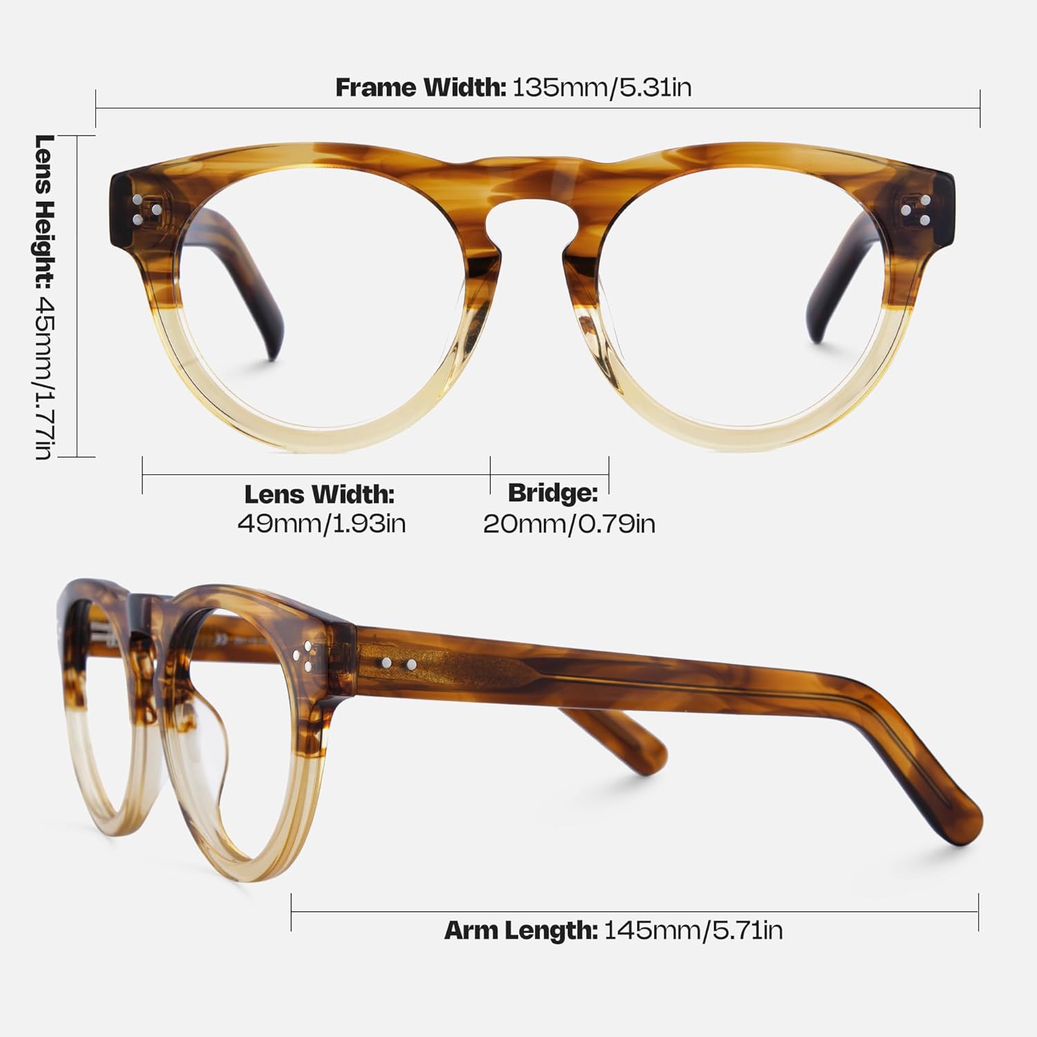 Zeelool Retro Round Glasses Frame for Women Men Eyeglasses Frame with Non-prescrition Clear Lens Malloy VFP0273 - Image 5