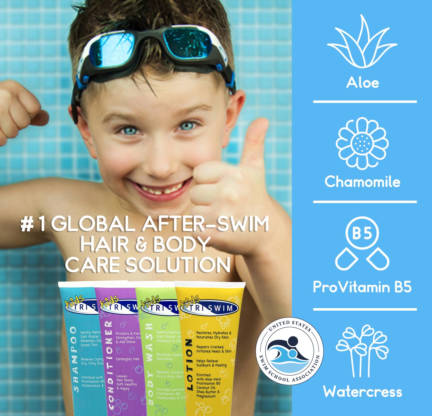 TRISWIM Kids After Swim Value Pack of 4 Travel Mesh Bag + Swim Care Chlorine Removal Body Wash + Swimming Lotion + Swim Shampoo and Conditioner 8.5 fl oz Keep your Little Swimmers Clean and Healthy - Image 5