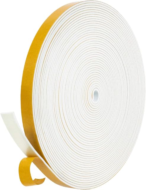 fowong Self Adhesive Weatherstripping 12mm Wide X 1.5mm Thick X 10M Long White Colour Closed Cell Foam Tape Home Window Door Draught Excluder