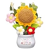 Teacher Appreciation Gift from Students Thank You for Helping Me Grow Presents Positive Handmade Crochet Pot for Teacher Boss Lady 2026 Graduation Retirement Gift(Sunflower)