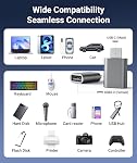 Syntech USB C à USB Adaptateur 2 USB C Hommes à USB3 Adaptateur Femme Compatible avec iPhone 17/16/15 Pro Max, iMac, iPad mini 6, MacBook Pro/Air/Neo et les appareils de type C Thunderbolt 4/3, Space gris