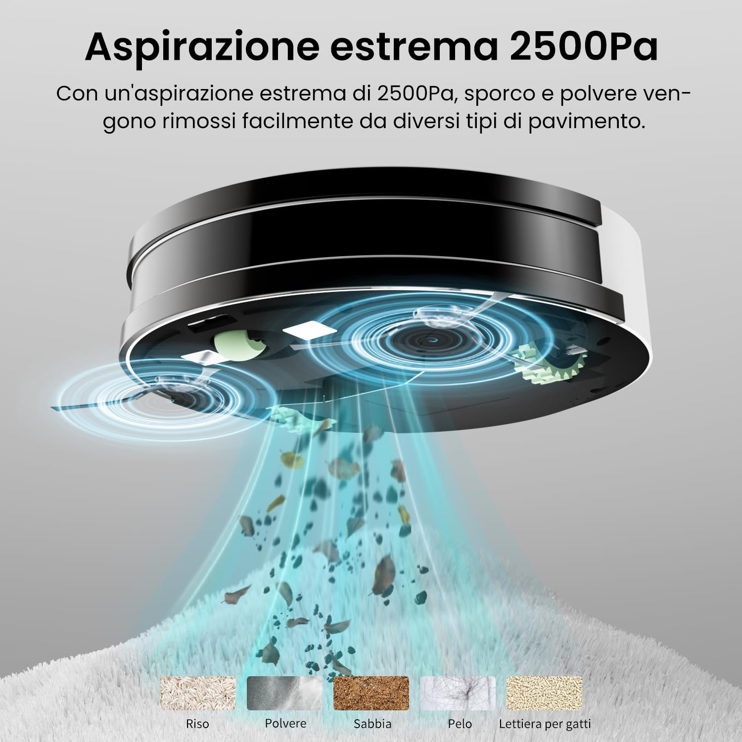 OKP K5 Robot Aspirapolvere, 2500Pa, 120 Minuti, WiFi/App, Sistema di Filtrazione Efficiente, Auto-Ricarica, Design Sottile, Silenzioso, Perfetto per Pavimenti Duri, Peli di Animali, Tappeti