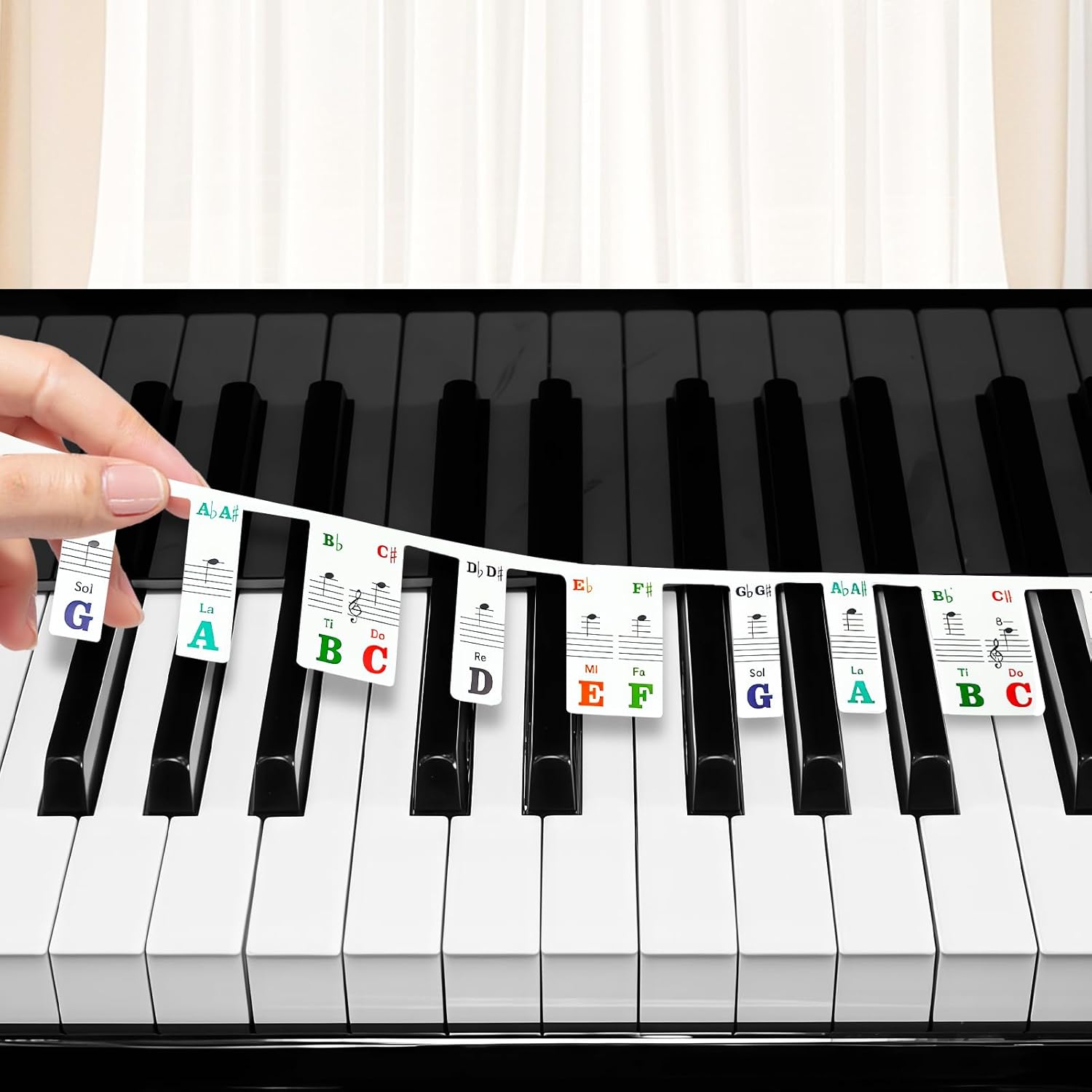 AHRLIC Piano Note Guide for Beginners, 88-Key Piano Keyboard Stickers-No Stick, Removable & Waterproof Note Labels for Full Size Keyboard, Easy Learning Aid for Kids & Adults, Reusable Practice Tool