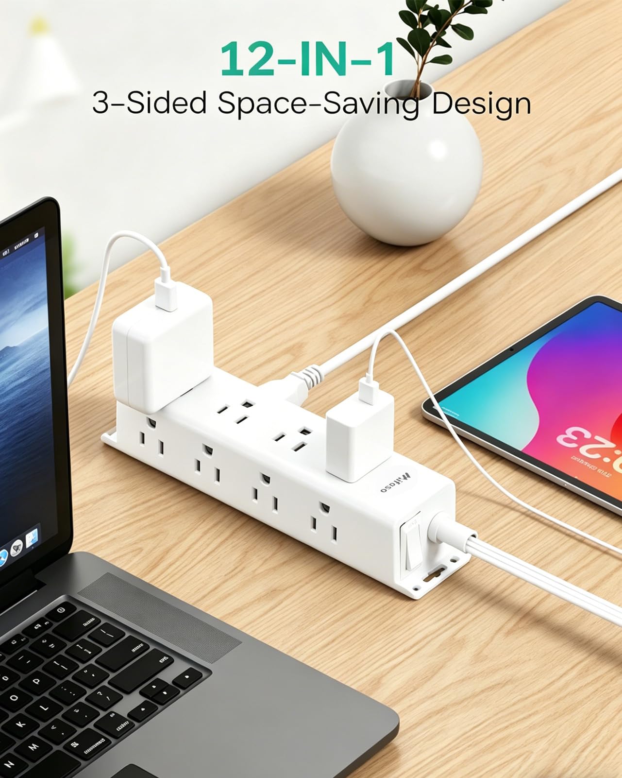 Surge Protector Power Strip, 12 Wide Spaced Multi Outlets, Wall Mount — Amazon image 2