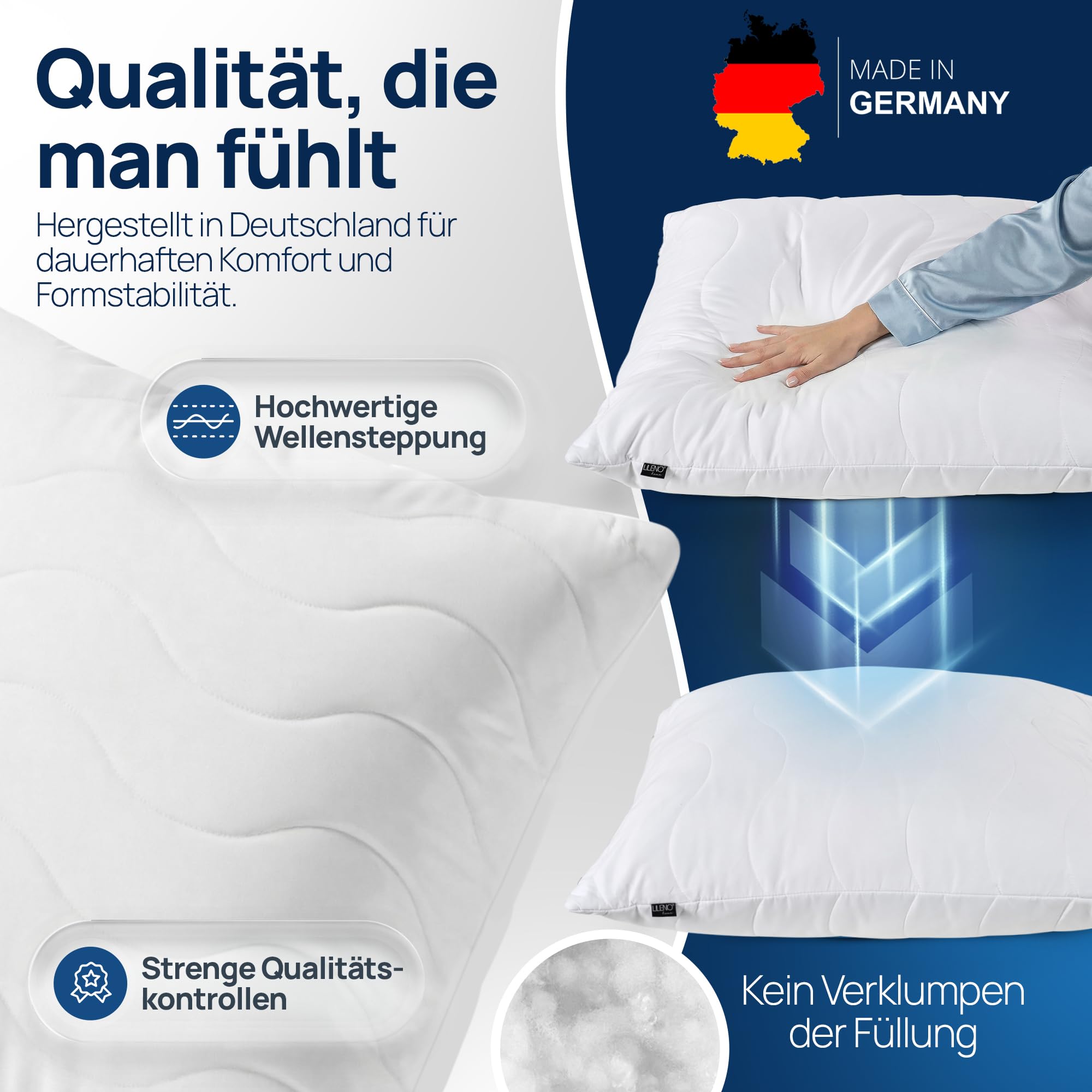 LILENO HOME Allergiker Kopfkissen 80x80 2er Set – 95°C waschbar, Oeko-Tex Made in DE – anpassbar Kissen 80x80