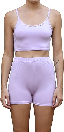 Daisy Del Sol Womens Crop Top Cami High Waisted Biker Shorts Yoga Athleisure Loungewear Co Ord Two Piece Matching Set
