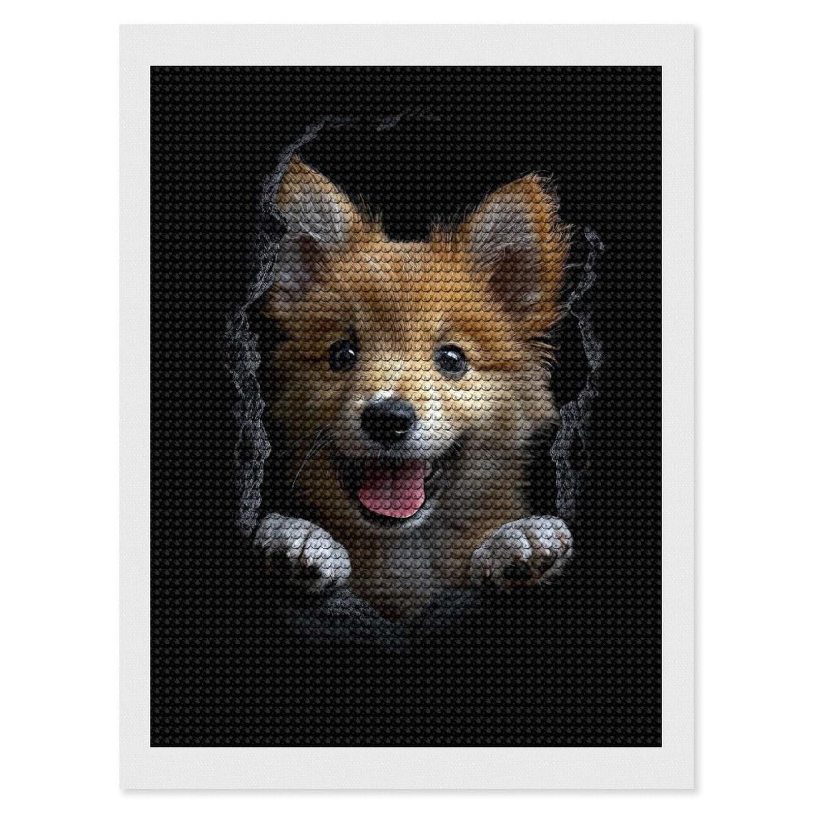 Junmoney Icelandic Sheepdog Diamond Painting Set 12"x16", Full Kit Included, Sparkling Round Gems, Farmhouse Decor, Festive Craft Gift