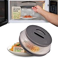 HoverCover 2.0 Magnetic Microwave Splatter Cover: Strongest Grip, Collapsible 12-Inch Vented Lid, BPA-Free, Dishwasher Safe, Space-Saving Gray