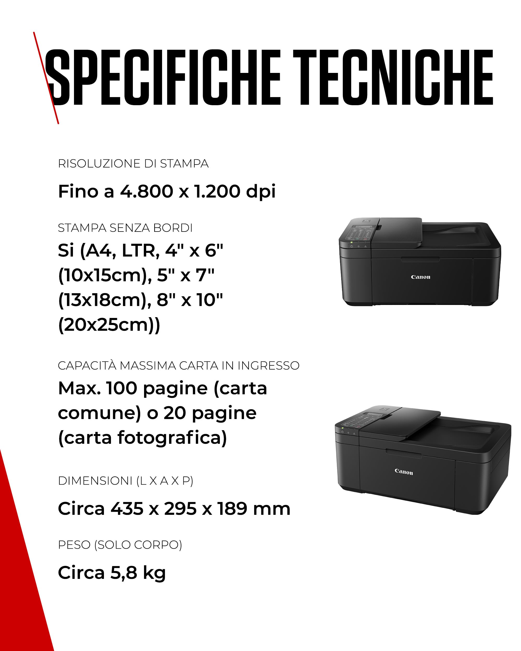Canon PIXMA TR4750i - Stampante Wireless Multifunzione 4 in 1 - Stampa, Scansione, Copia, Fax - Fronte/Retro, ADF 20 Fogli, Stampa Foto Senza Bordi 4x6, Compatibile con PIXMA Print Plan, Nero