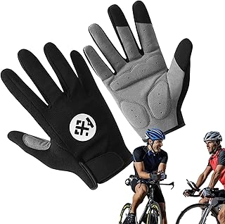 フルフィンガーサイクリンググローブ - 自転車用調節可能なスクリーンタッチミトン | 滑り止めアウトドアスポーツグローブ衝撃吸収バイクグローブ女性男性アウトドアサイクリングスキー Hozilen