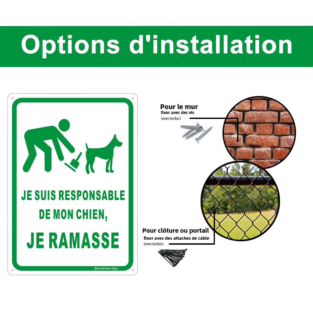 Phyabe Hundekot-Schild 'Je Suis Responsible' – Aluminium, 20x30 Cm, UV-beständig & Wasserdicht, 2 Stück, Für Garten & Haus
