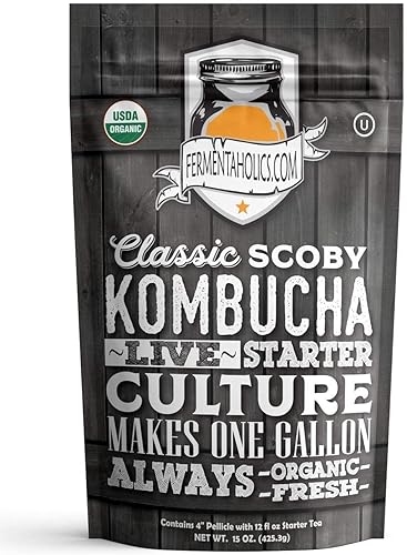 Miniatura 4 de Kombucha Essentials Kit – Incluye Kombucha Orgánica USDA SCOBY + tarro de fermentación de vidrio de 1 galón con cubierta transpirable + tiras de pH