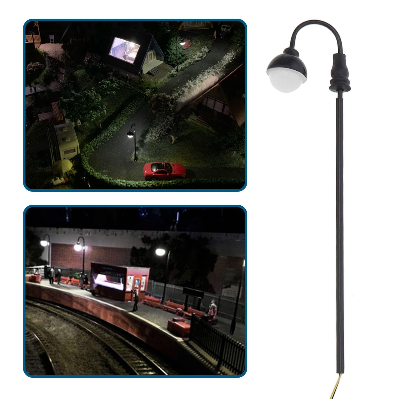 10 Pezzi 1:100 Modello di Treno Ferroviario Lampada Colonna LED Lampione Stradale 3 V 77 Mm Compatibile con Ho Scala Compatibile con OO Scala Luce Bianca Calda
