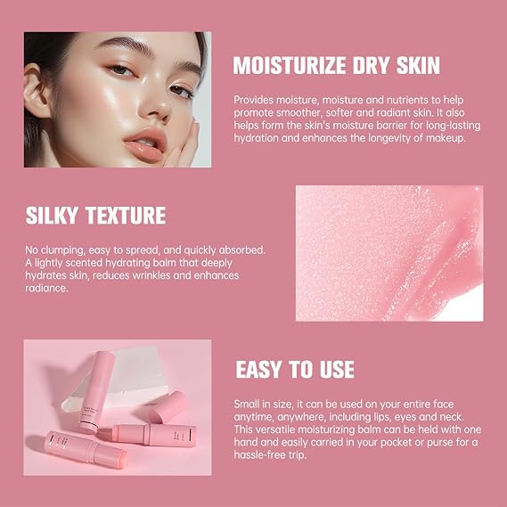 Charm Kiss All-In-One Collagen Wrinkle Bounce Moisturizing Cream Stick, Calcium Multi Balm Stick, Korean Skin Hydrating Multi Balm Stick for Anti-Aging and Watery Glow Skin Care, Cruelty-Free