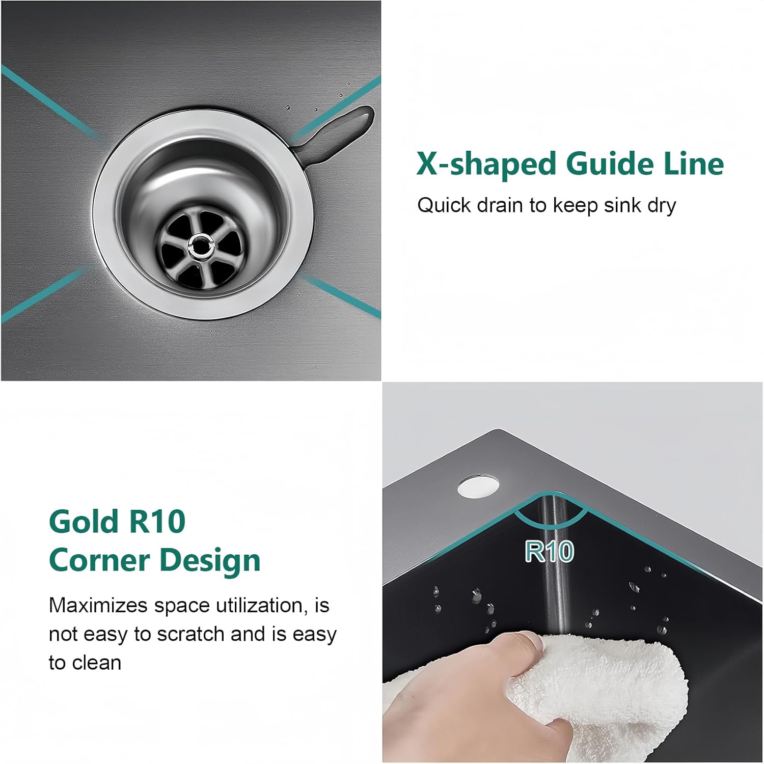 Undermount RV Kitchen Sink, 15x13 Inch Stainless Steel Single Bowl Small Sink with Faucet & Accessories, Design for RV Bar (Black, 15"x13.4")