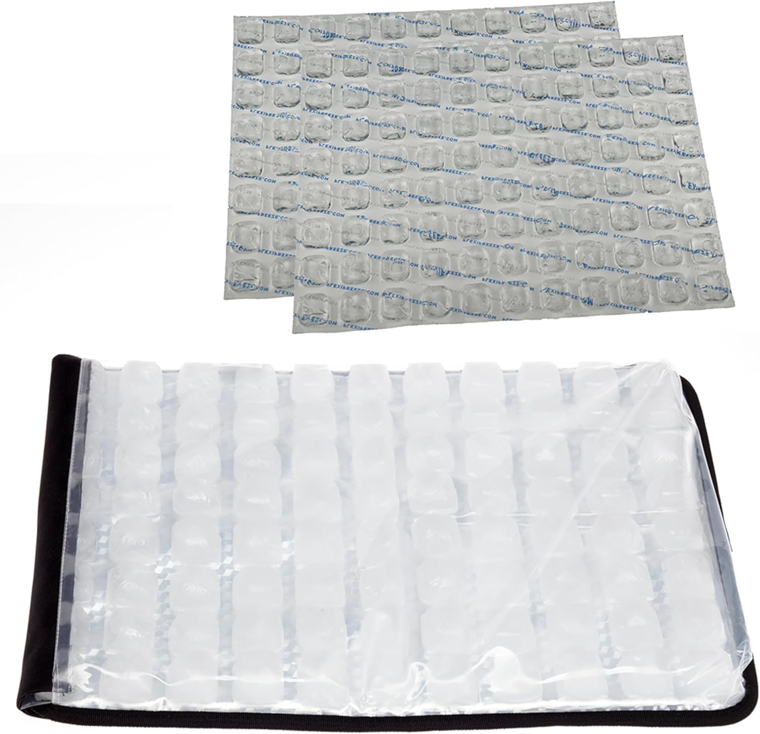 FlexiFreeze Party Mat Chiller - Food Cooling Buffet Cooler for Cold Serving Black (19" x 15") and 2 Party Mat Chiller Refill Ice Sheets - Extra Replacement Ice for Extended Cooling