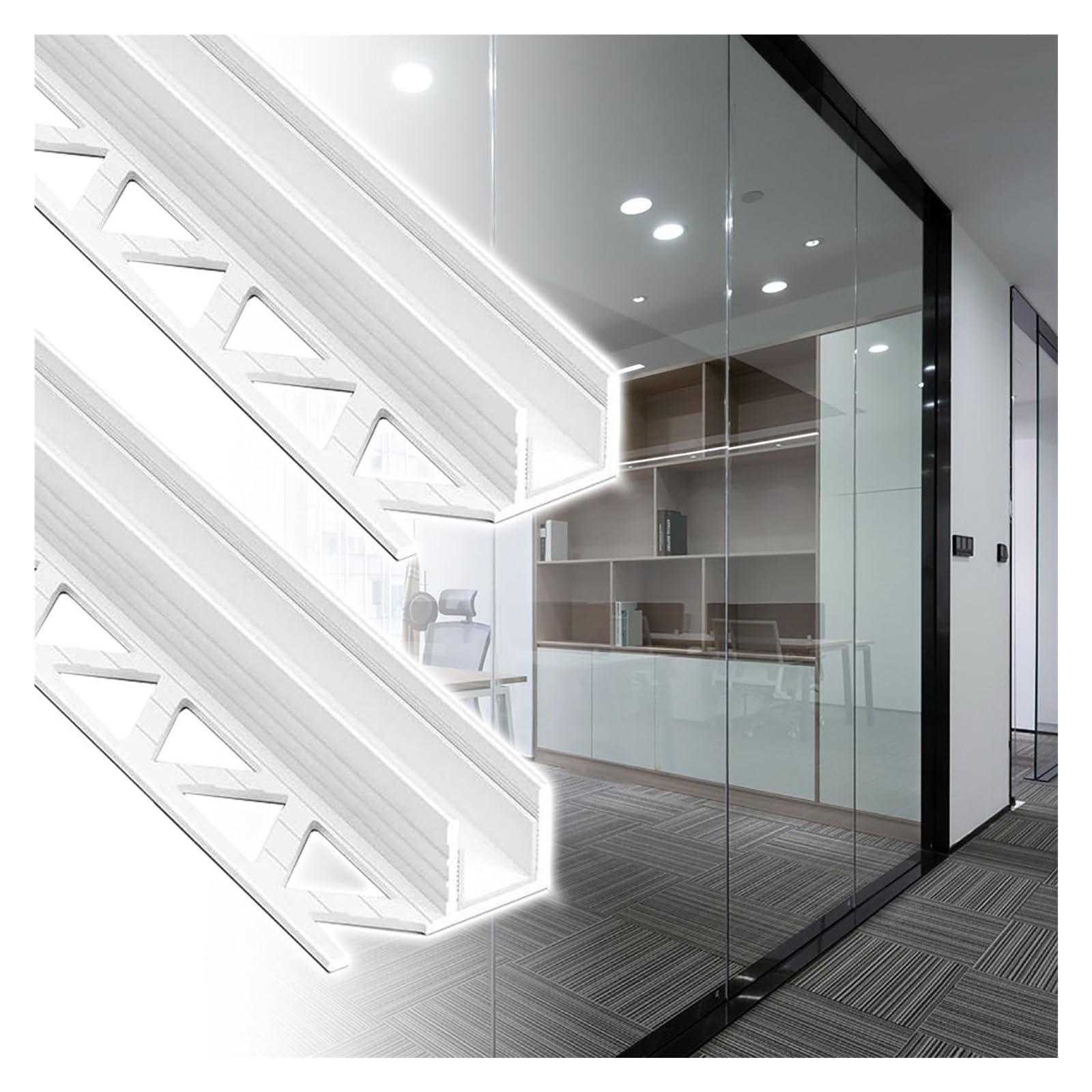 JYHHCYS Versatile Aluminum Glass U Channel White Black, Embedded Glass Edge Trim Channel for Shower Enclosure Partition Railing Balcony Staircase Pool Fence(White 2pc,12mm(0.47in))
