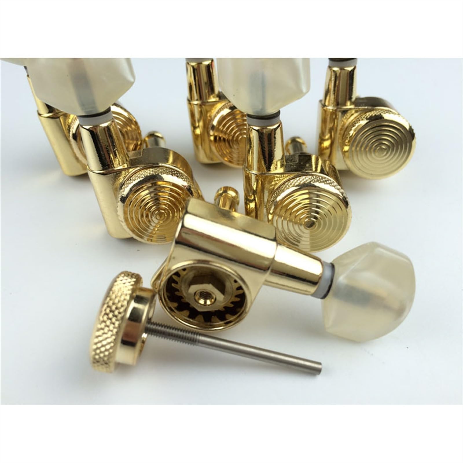 Clavijas de afinación de guitarra profesionales El Botón Del Clavijero Autoblocante De La Guitarra Eléctrica Dorada Puede Bloquear El Eje De La Cuerda De Jade Del Enrollador De Cuerdas(1 set for backh
