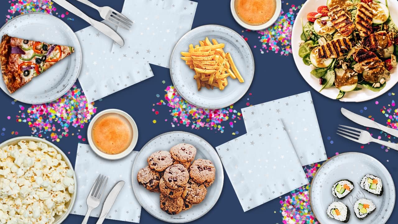 Baby Shower for Boy Plates and Napkins - Baby Boy 1st Birthday Party Tableware Set Includes Plates Napkins | Kit for 24