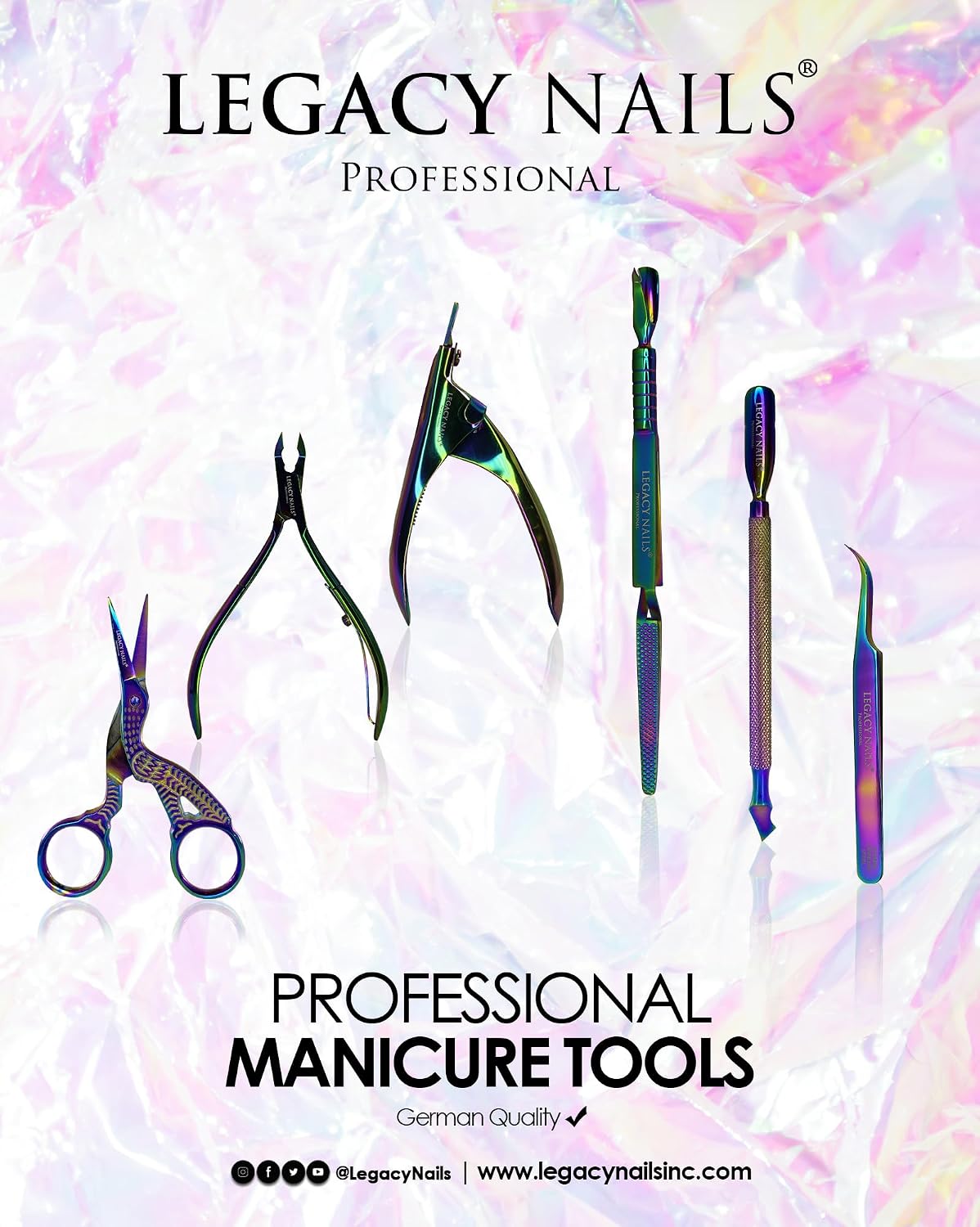 Legacy Nails Professional MULTICOLOR CUTICLE NIPPER & TRIMMER in Stainless Steel - Lightweight Manicure Tool - Cuticle trimmer is very sharp and precise
