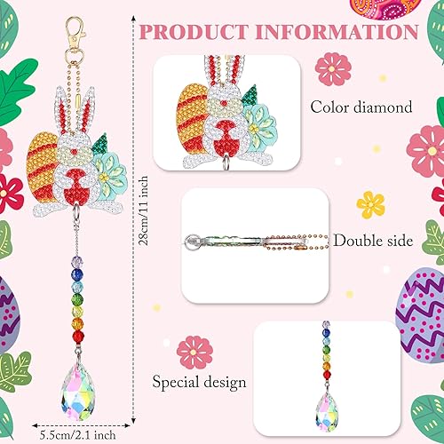 Miniatura 5 de Yerliker 8 piezas de pintura de diamante de Pascua, bricolaje huevos de Pascua, kits de manualidades de huevos de Pascua, atrapasoles pintura de