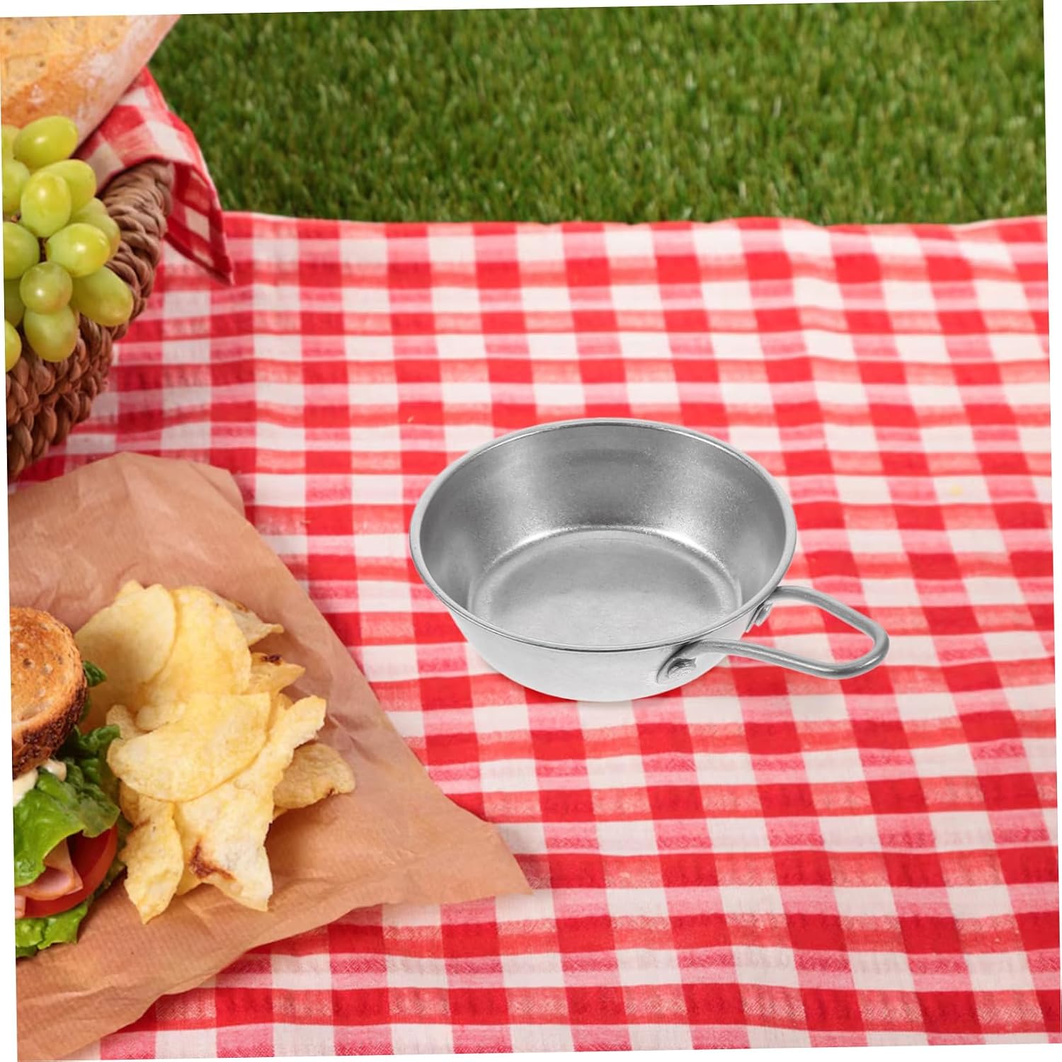 Milisten Korean Stainless Steel Camping Bowl with Handles Outdoor Cookware for Picnics and Backpacking Lightweight and Durable Bowl for Grilling and Cooking