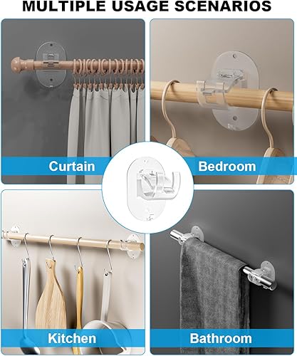 Miniatura 7 de 6 soportes para barra de cortina sin taladro, barras de cortina autoadhesivas, sin perforación, soportes para barra de cortina sin necesidad de