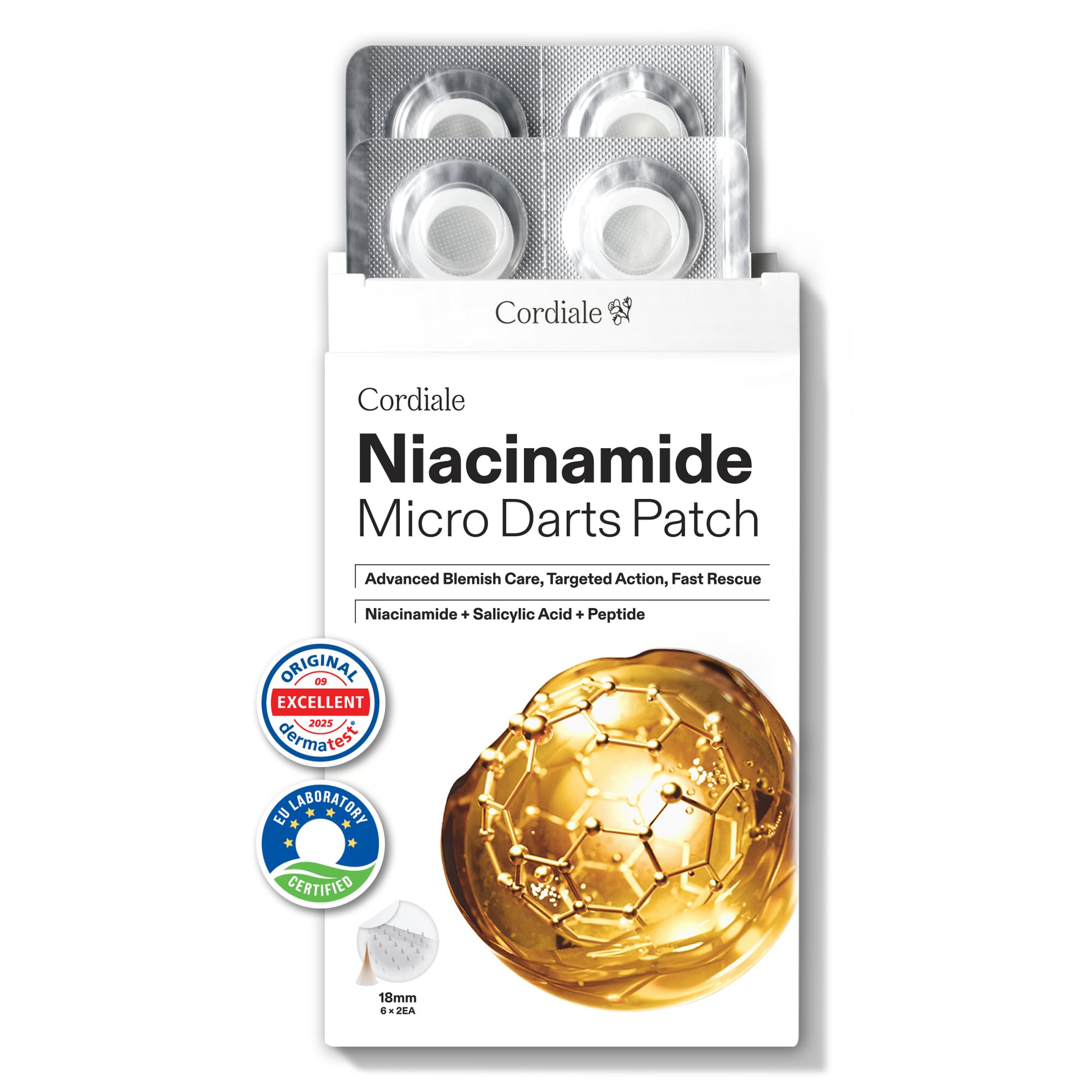 Cordiale Niacinamide Microdart Pimple Patches Salicylic Acid Peptide - Micropoint Hydrocolloid for Deep Blemishes Early Stage zits Dark