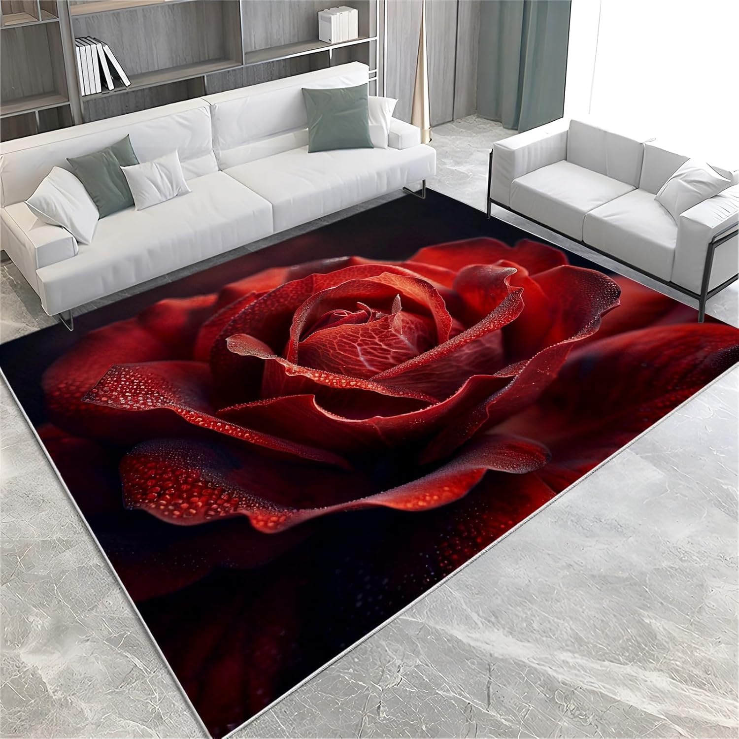 Tapis flanelle super doux rose imprimé 3D grand tapis de chambre fille 160 x 200 cm