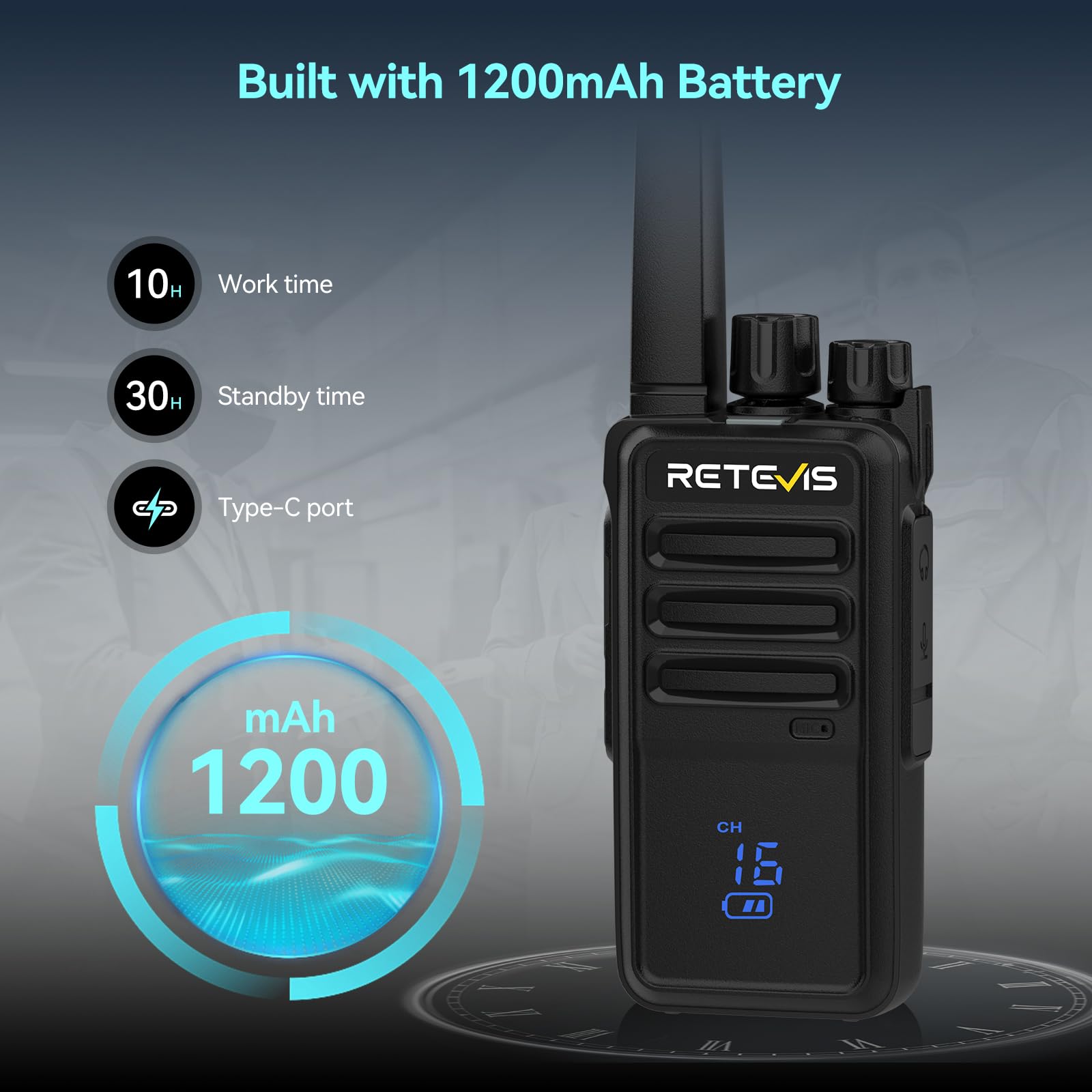 Retevis RT668H Talkie-Walkie, Talkie Walkie Rechargeable avec Écran Masqué, Barre de Progression de Charge, Chargeur 10 en 1 avec Écouteurs, Ensemble Talky Walky pour Hôtel, Sécurité(Noir, 10 Pièces)