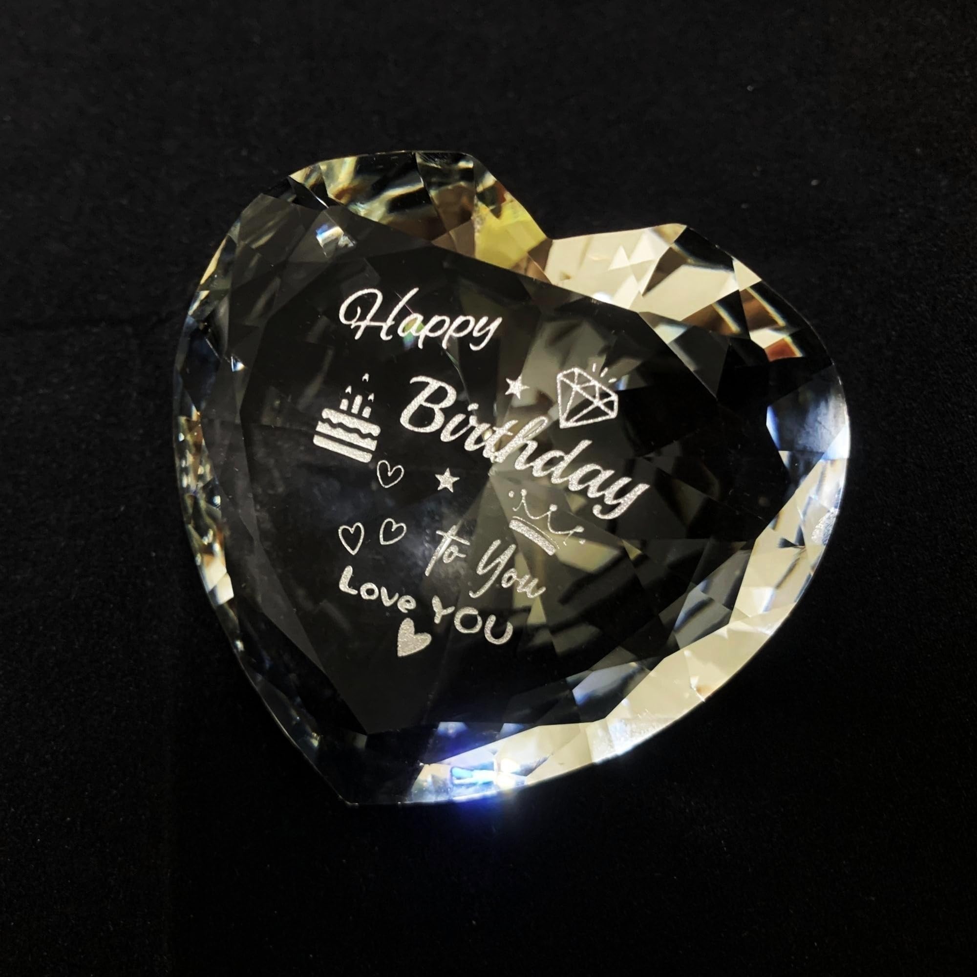 Woshidefa Women's General Birthday Engraved Heart Crystal Keepsake Paperweights & Ornaments For - Birthday Gifts For Wife, Mum, Sister, Girlfriend