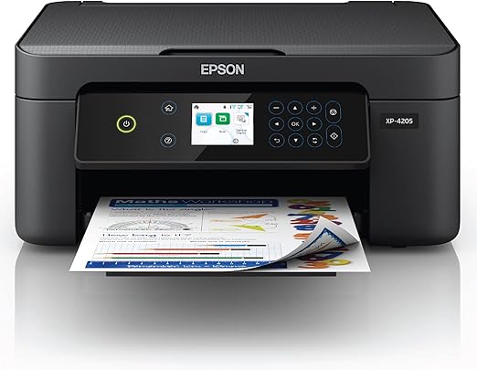 Epson XP-4205 Expression Home All-in-One Wireless Color Inkjet Printer, Black - Print Copy Scan - 2.4" Color Display, 10.0 ppm, 5760 x 1440 dpi, Auto 2-Sided Printing, Voice Activated, USB and WiFi