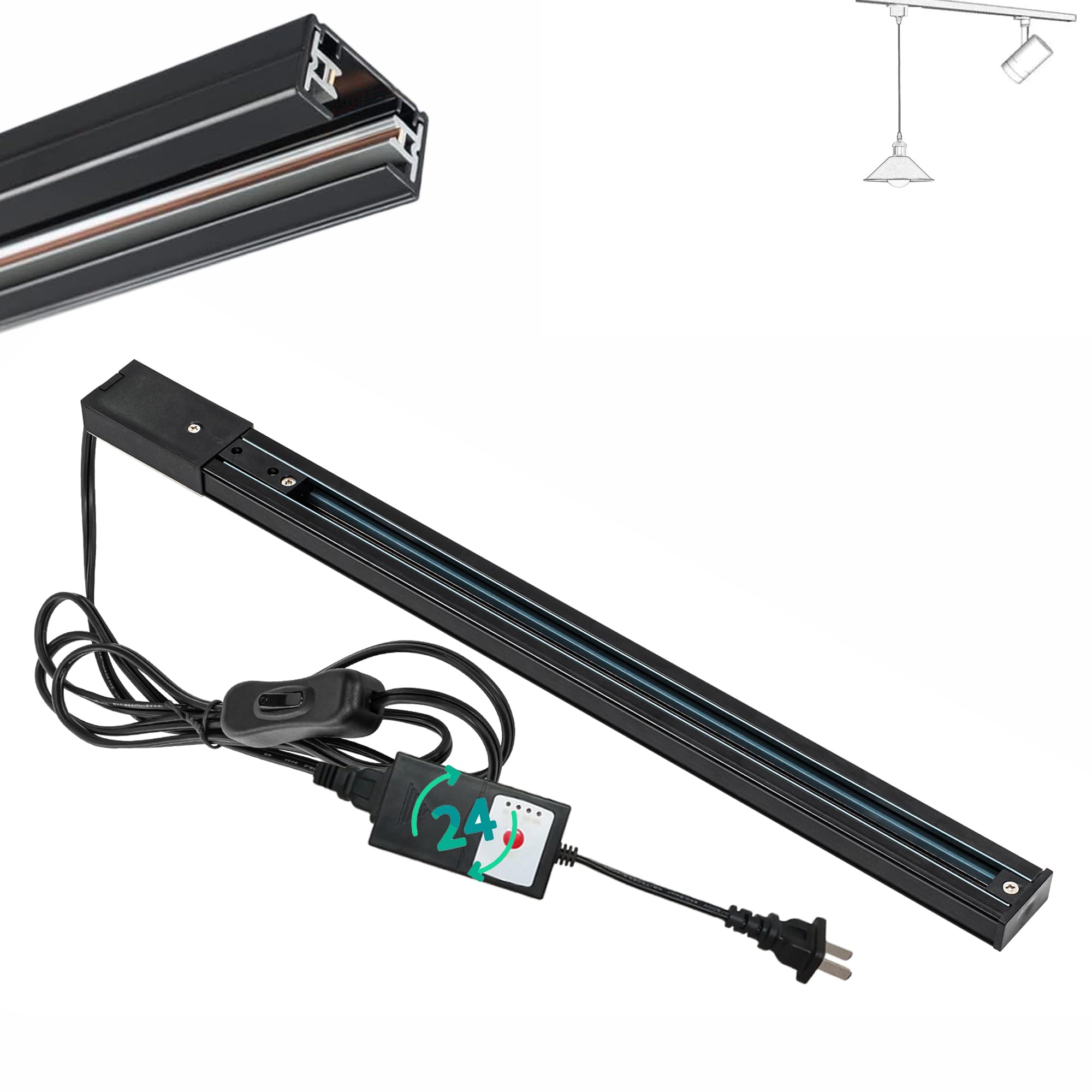 SKIVTGLAMP ダクトレール用植物育成ライト フルスペクトルライティングレールライト タイマー付き 自動ONOFF  24時間（Amazon.co.jp : SKIVTGLAMP ダクトレール タイマー付き 24時間 消灯時間設定 自動点灯 長さ：0.5m  ライティングバー スイッチ付き コンセント型 ...