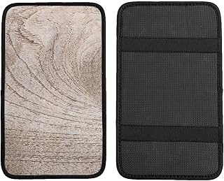 Evealyn Wood Grain Car Center Console Armrest Cover Car Handrail Box Cushion Handrail Box Armrest Cushion Middle Consoles Protector for Most Car