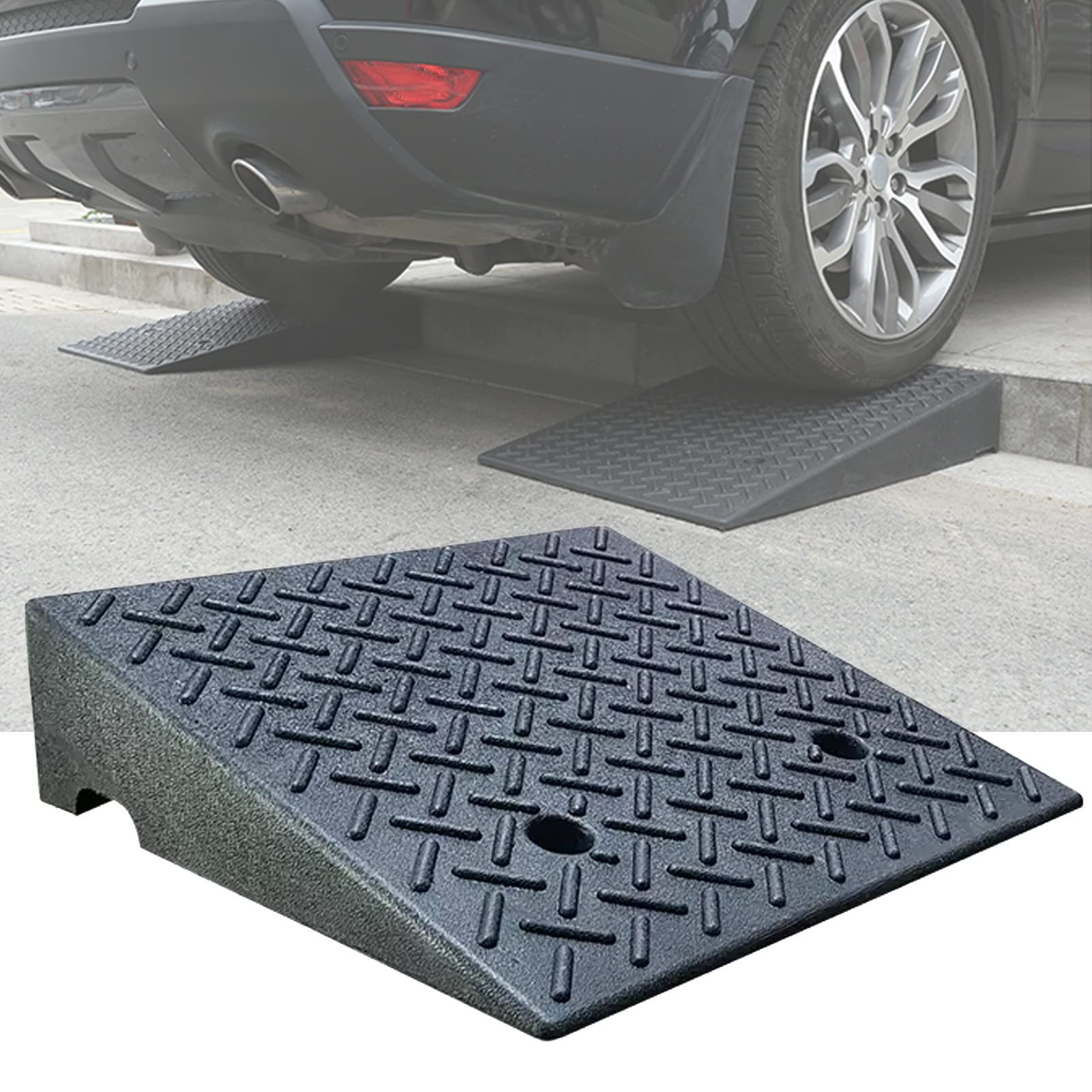 Rampy krawężników podjazdowych, 15cm Rise Rampa progowa z gumy, wytrzymała rampa załadunkowa, do schodów, podjazdów i krawężników