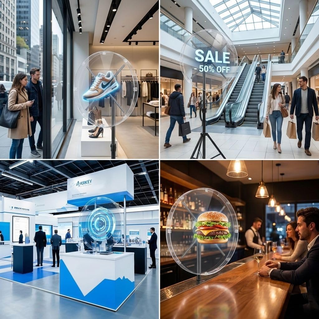 3D Hologram Fan Projector 27.5 Inch WiFi Holographic Advertising Display , Bluetooth Audio - 1500 Video Library for Business Store Holiday Events