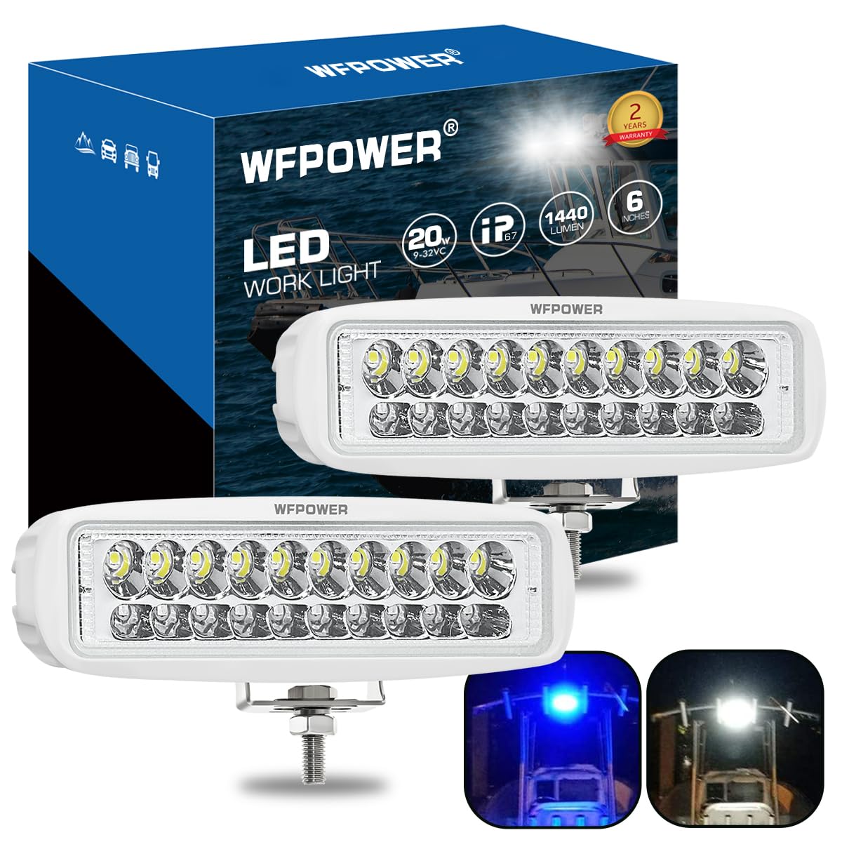Amazon.com: WFPOWER LED Marine Boat Lights, 6.3Inch White & Blue