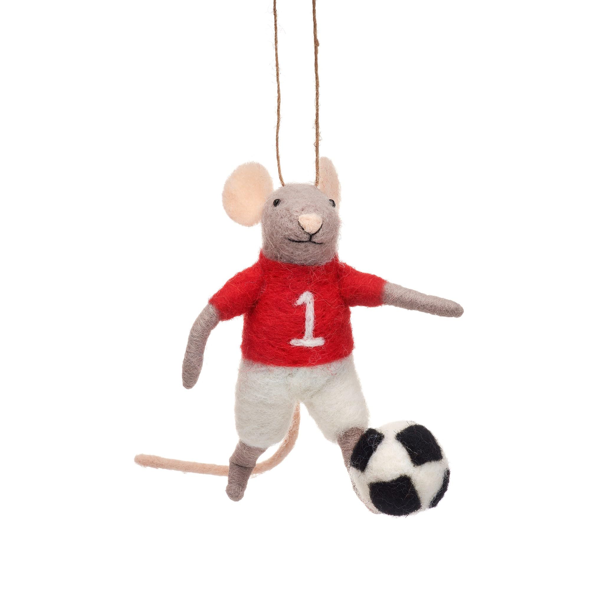 Sass & Belle Black And White Football Mouse Hanging Decoration