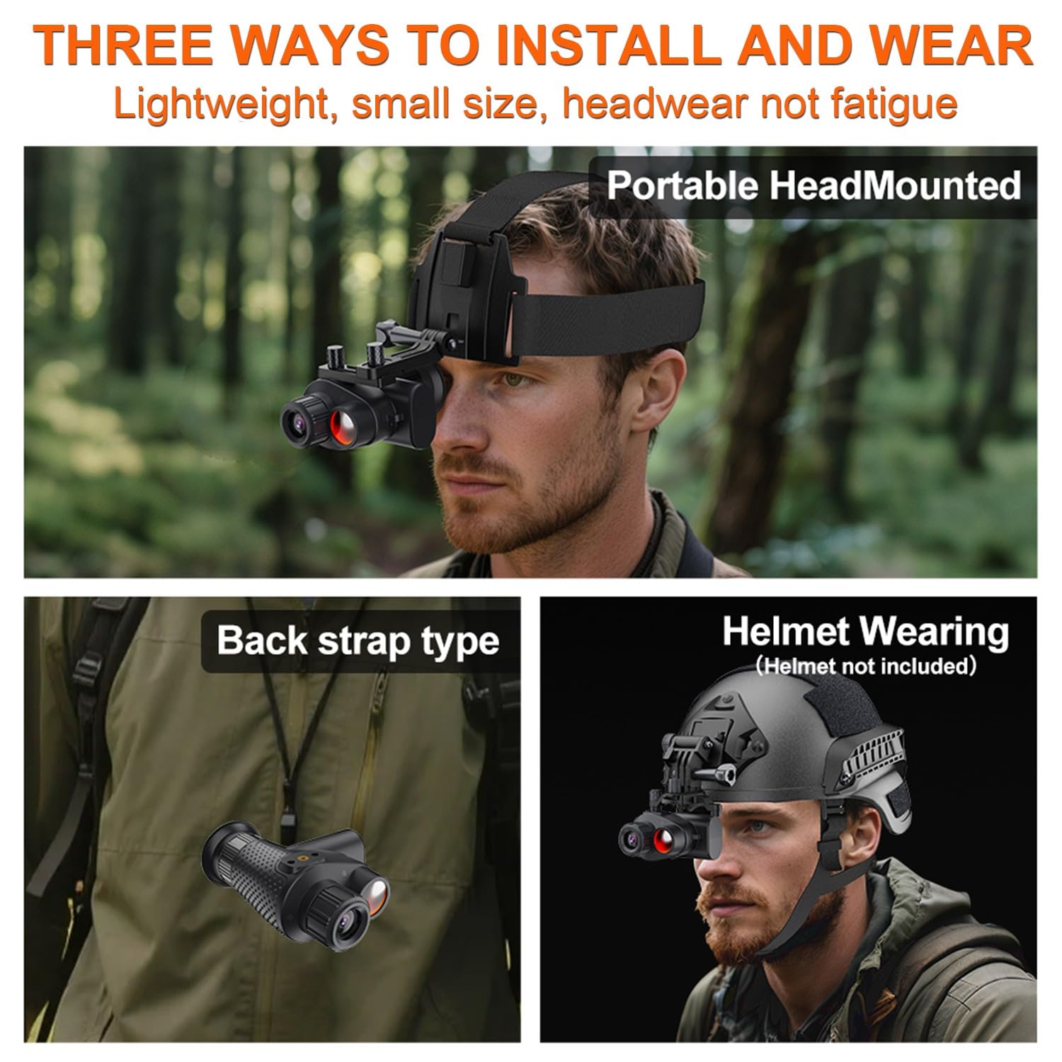 Nachtsichtgerät mit Sternen Lichtsensor, 8X Digital Zoom IR-Helligkeit Nachtsichtbrille Infrarot Monokular für Erwachsene & Jagdcamping Nachtsicht & Tag Militär Freihändiges NGV für Helm