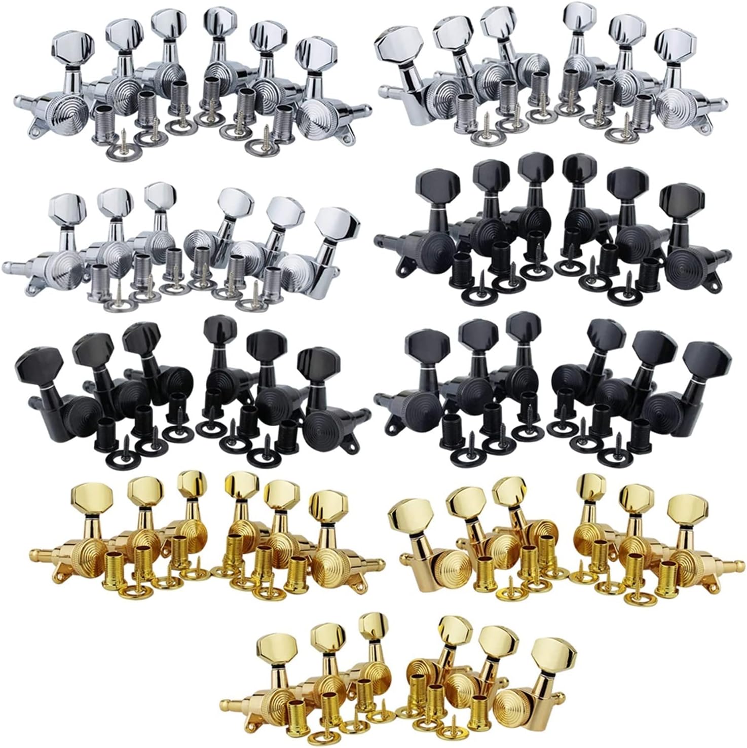 ギター弦チューニングペグ 6ピースロックギターヘッドチューナー、1：18ギアは、交換用の取り付けネジで耐性があります (Color