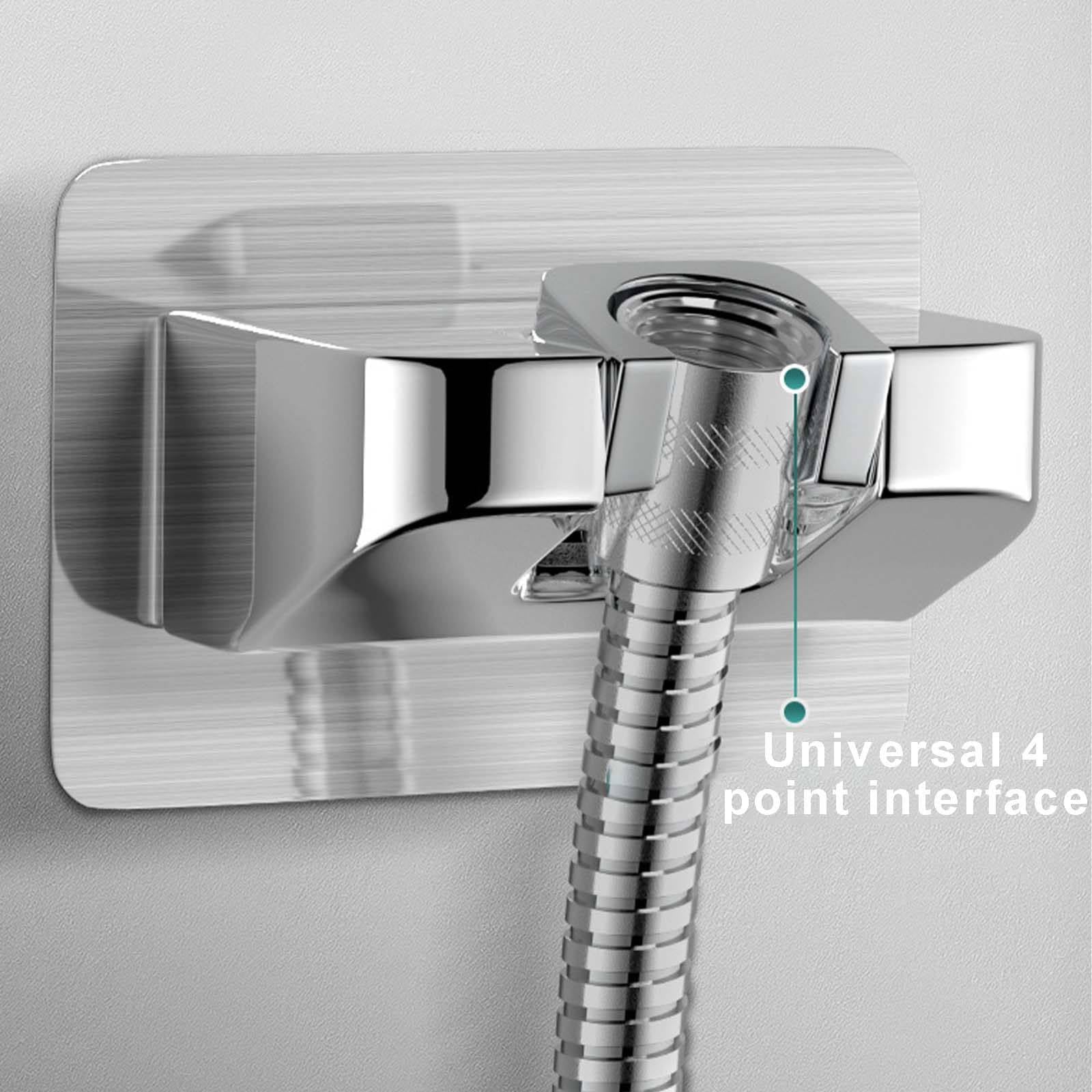 Soporte Ducha Pared Viscoso Soporte Alcachofa Ducha ABS Soporte Ducha Ajuste de Rotación de 90° Soporte de Ducha Rectángulo Soporte para Ducha Resistente a la Humedad y Duradero